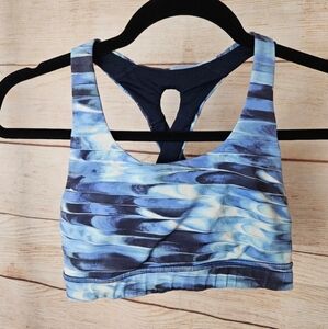 Lululemon Time To Sweat Bra Tidal Multi Yoga Running Athletic Blue Size 4